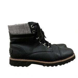 Nautica Black Faylene Faux Leather Lace Up Combat Boots 8.5